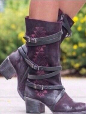 FREEBIRD by Steven Women's Colin Boot  9 Black Leather Embroidered Western Tall